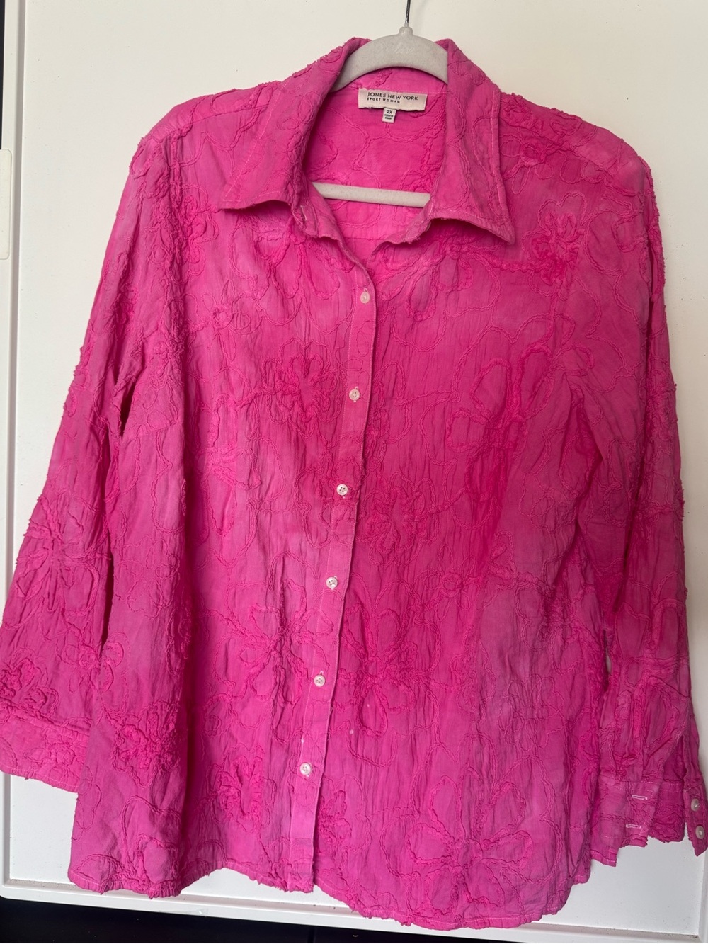 Textured cotton button down plus size